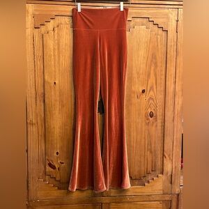 Rust Velvet Flare Pants
